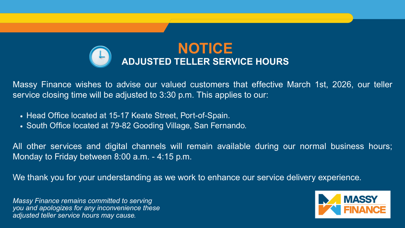 Teller Service Early Closure Notice Website